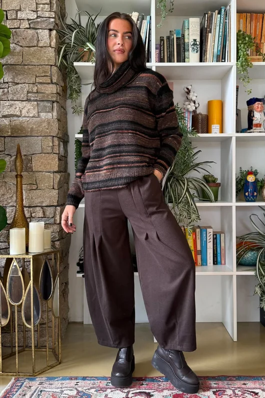 Braemar Stripey Knit Chocolate
